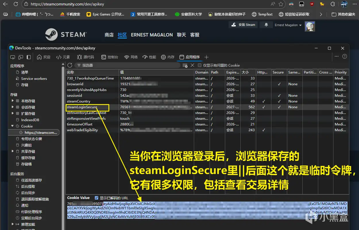 浏览器的Steam登录凭证位置